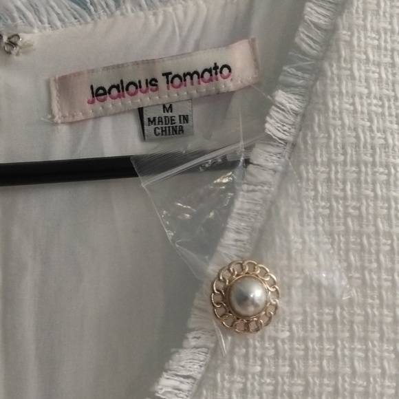 NWOT Jealous Tomato White Textured Mini Dress Size Medium - Picture 2 of 5